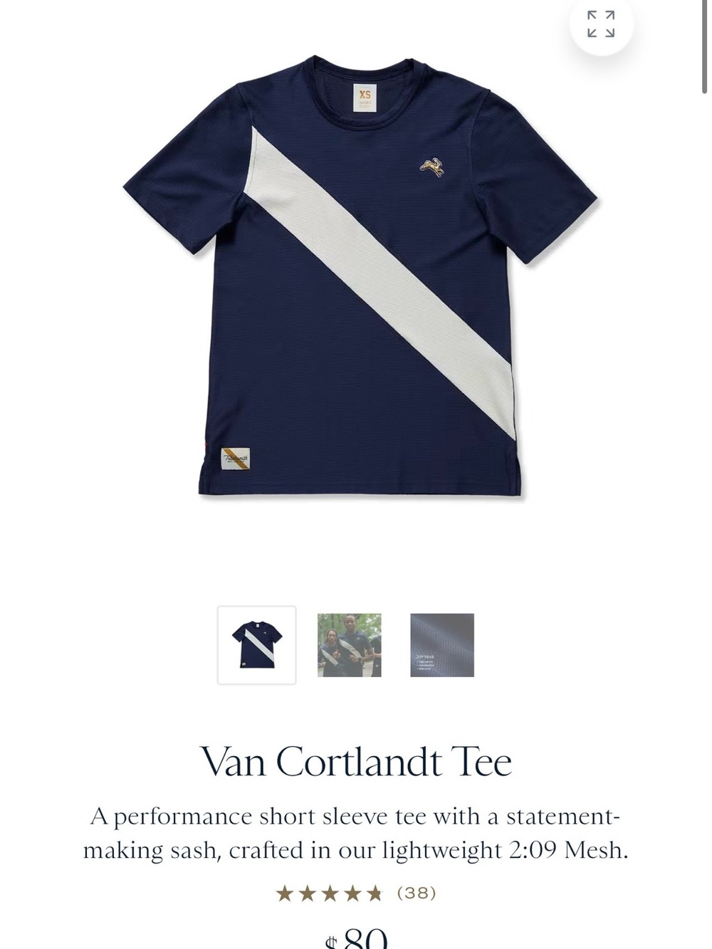 Tracksmith Van Cortlandt Navy Tee with White Sash